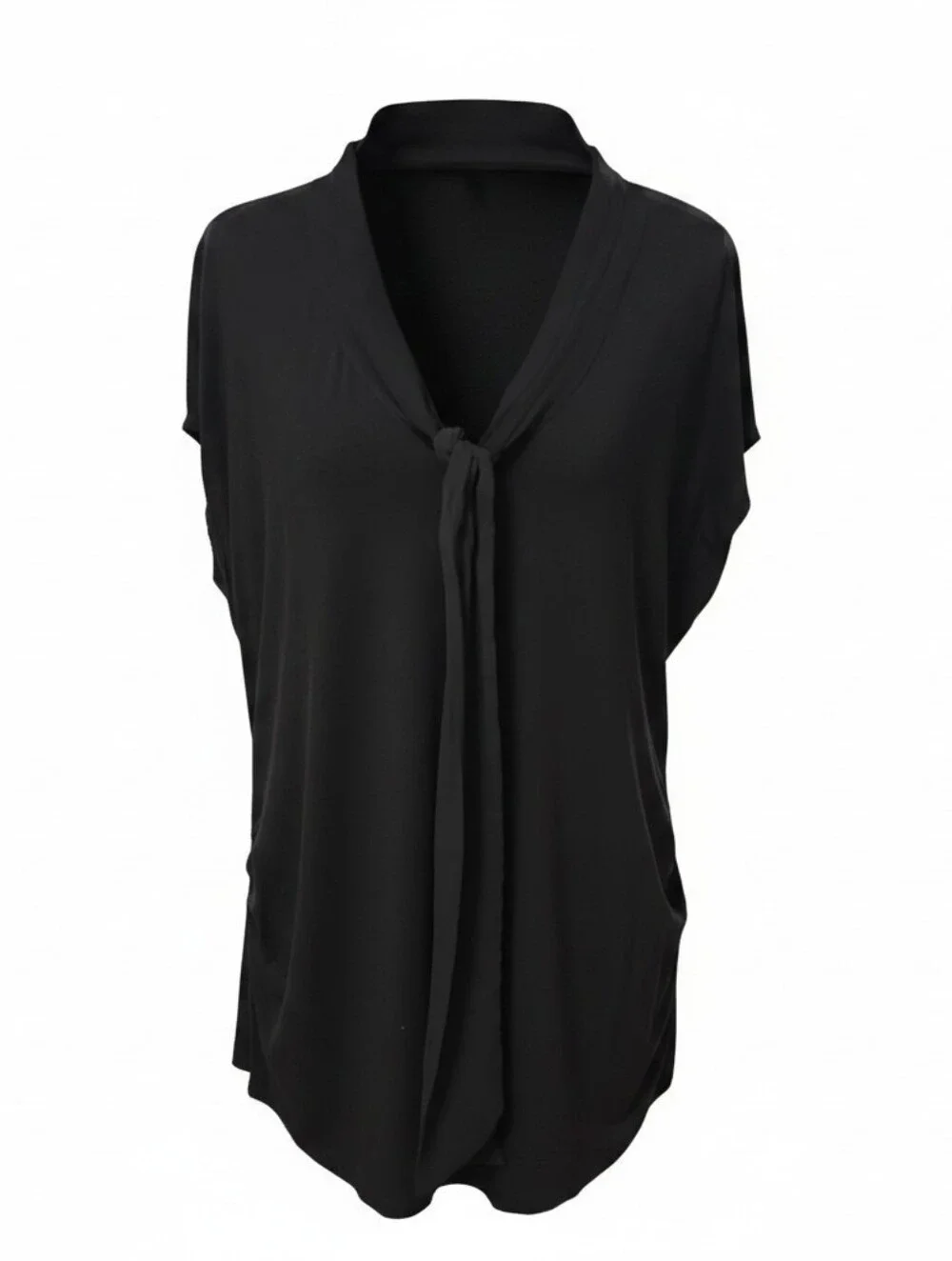 New York & Company Black Tie-Front Blouse XL - Picture 1 of 4